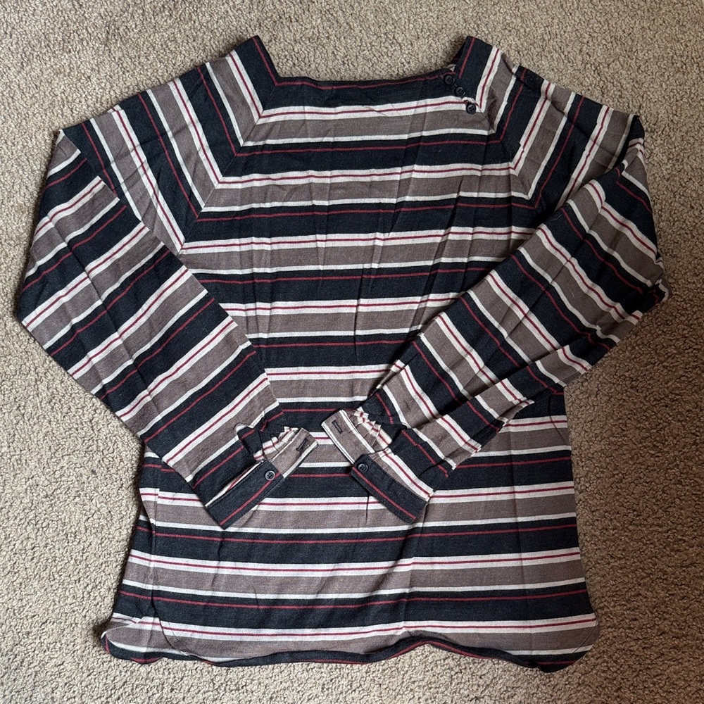Vintage Dior Striped Top in Red, Brown, and Black